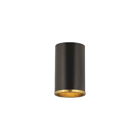Z-Lite Arlo 1 Light Flush Mount, Matte Black & Rubbed Brass 2303F1-MB-RB